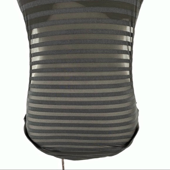 NEW Selfiego Black Mesh Stripe One Piece Swimsuit - Picture 3 of 10